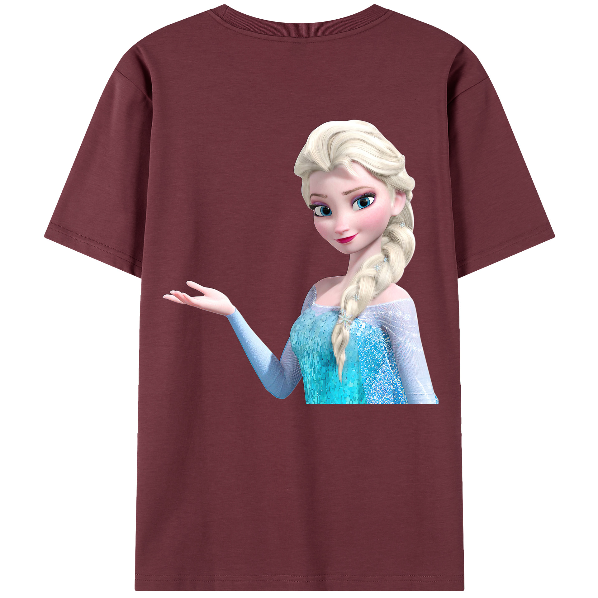 （画像用） アナと雪の女王 アンナ エルサ Frozen Anna Elsa 綿100％半袖Tシャツ（背面プリント）